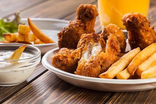 Breaded Chicken Pieces and Keto Fries